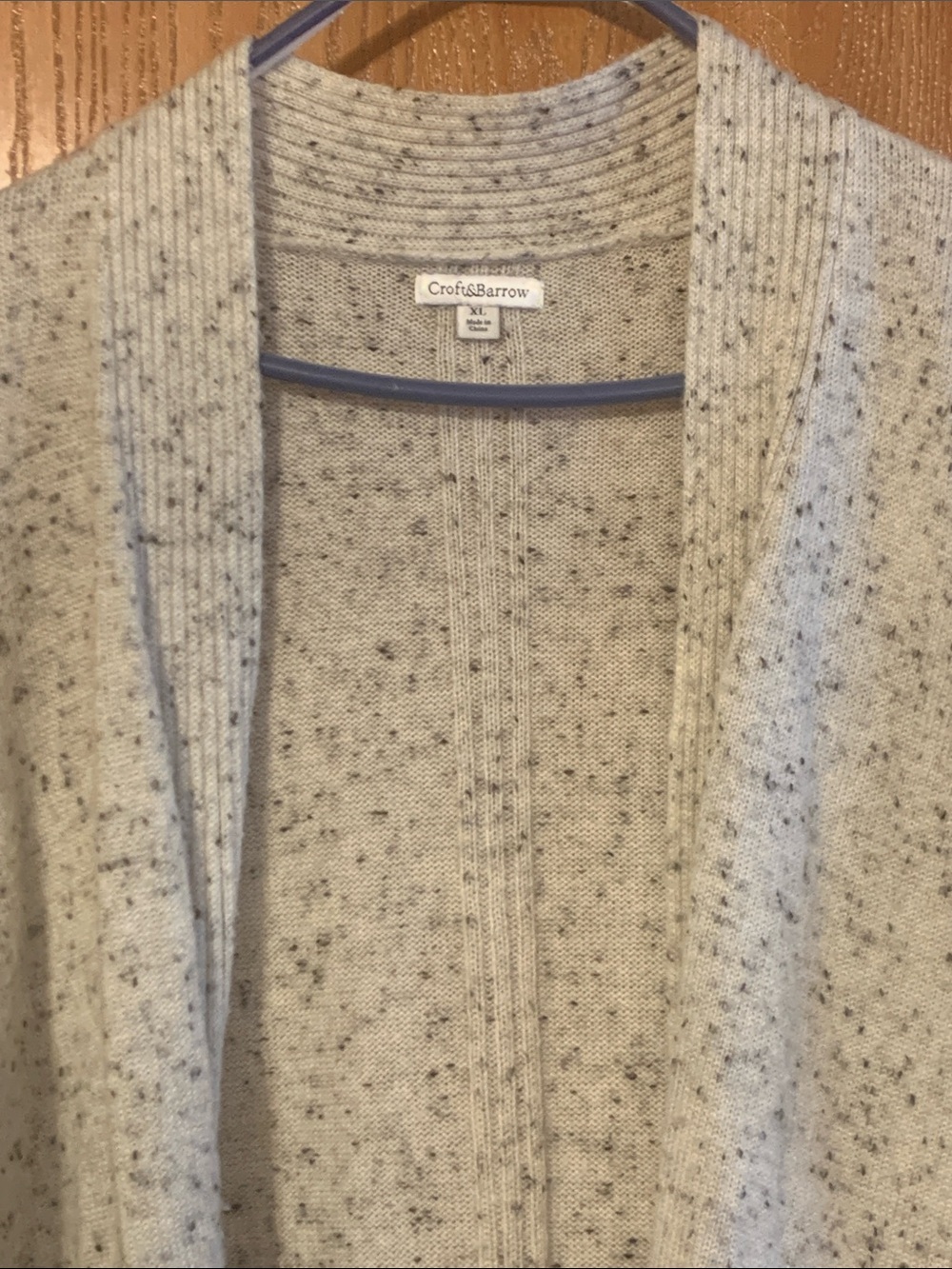 croft & barrow Light Heather Gray Speckled Open Cardigan